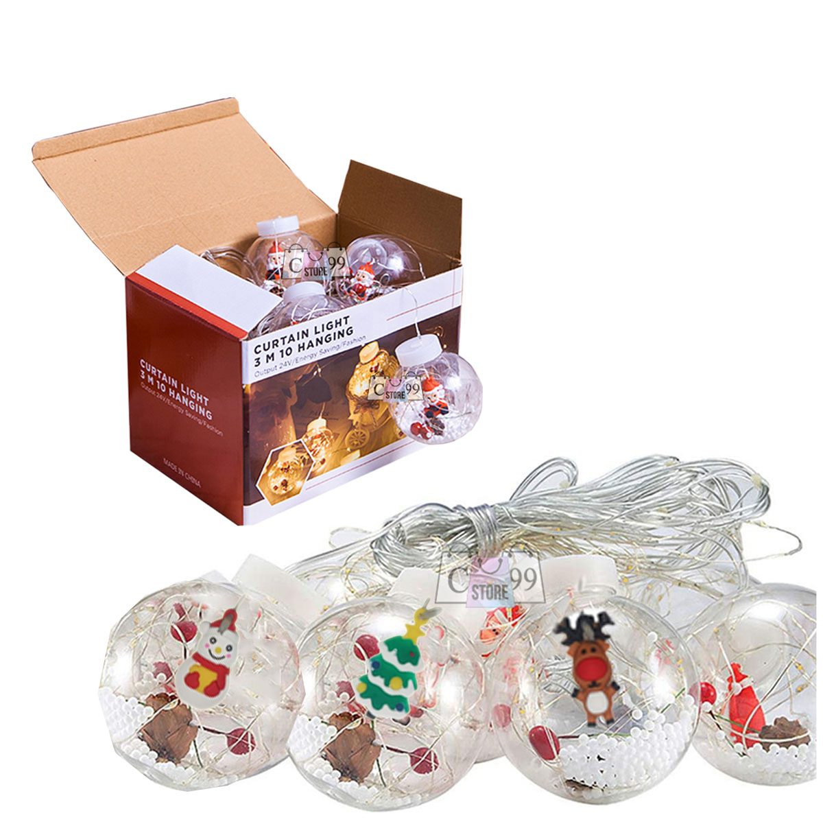 Instalación Bolas Con Figuras Navideñas